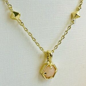 New Kendra Scott Nola Crystal Pendant Gold 16-18” Necklace; Iridescent Drusy